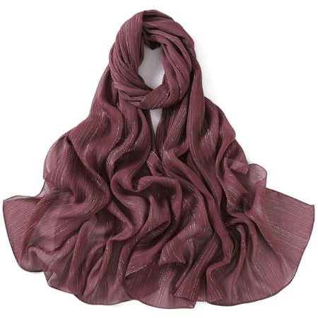 Heller, faltiger langer Seidenchiffon-Schal, silberner Chiffon-Gaze-Schal, Turban, antiker Bühnenschal-3# Snow Mountain Rose-175 cm