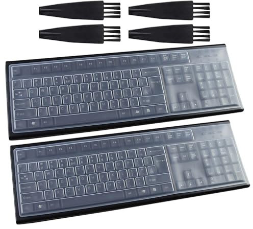 2 Stück Tastaturfolie, 4 Stück Reinigungsbürste, Tastaturschutzfolie, Universelle Tastaturfolie, Staubdichte Und wasserdichte Silikonfolie, Transparente Tastaturabdeckung