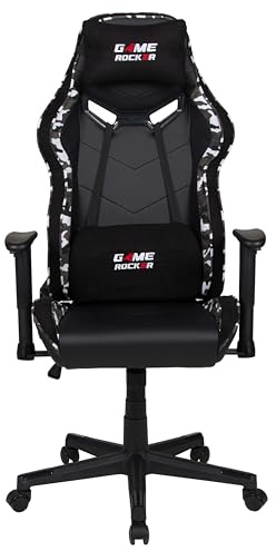 GAME ROCKER Gaming Stuhl G-30 Kunstleder Camouflage grau, bis 110 kg belastbar