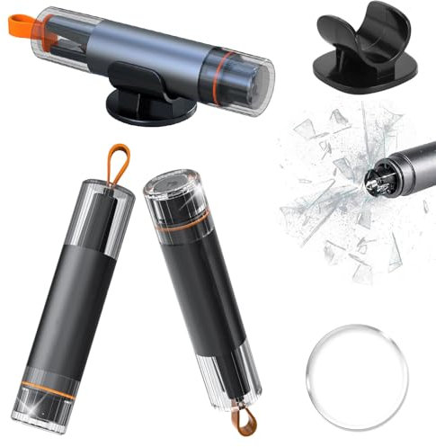 mymai 2Pack Notfall und Sicherheitswerkzeug Glasbrecher Nothammer Auto mit Gurtschneider, 2-in-1 Rettungshammer, Notfallhammer Auto, Notfall ausrüstung für Auto und Bus (GRAU)