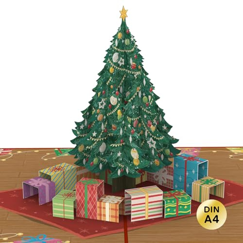papercrush® Biglietto XXL Albero di Natale Pop Up – 3D Biglietto auguri Natale per famiglia (bambino, sorella, nonna), Buono regalo per dono di denaro per donna o uomo, Carta regalo genitori natale