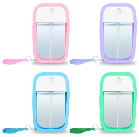 Qianyu 4PCS Reusable 50 ML Card Spray Bottle Portable Moisturizing Sprayer Box Card Design Empty Bottles with Hook Refillable Perfume Atomizer Vials for Hand Sanitizer Fragrance Cosmetic Moisturiz
