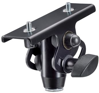 K&M 19400 Adaptateur de perche de micro et supports, conçu pour table de mixage Yahama MG, STAGEPAS BT, enceintes de monitoring MSP3A, en acier noir, inclinaison 45], charge max 5kg