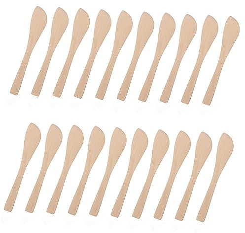 NAMOARLY 20pcs Small Beech Wooden Dumpling Filling Spoons Spatulas for Spreading Jam and Dough Mask Applicator Easy to Maintain