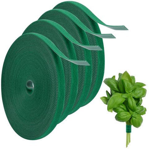 4 stycken växtbindare, kardborreband, 10 mm x 10 m, justerbart växtfäste, buntband, återförslutningsbara trädgårdsbindemedel, växtkardborreband, för att fästa växtstöd