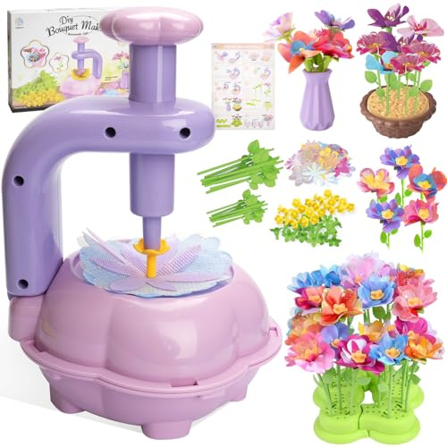 KKSJK Activité Manuelle Enfant, Création Bouquet avec Machine à Fleurs, Jouet Fleurs pour Fille 3 4 5 6 7 8 9 Ans, Idée Cadeau Anniversaire les Cadeaux de Noël Enfant Fille