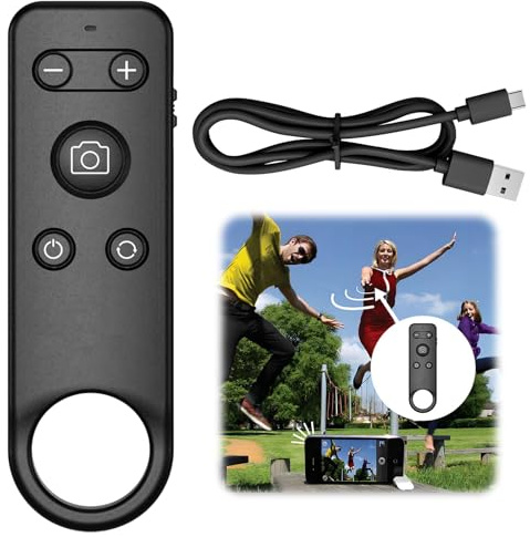 Telecomando senza fili Bluetooth per riprese video, zoom,Cambiamento dell'obiettivo sul telefono, ricaricabile per selfie, telecomando per telefono 11/iOS 15 e versioni successive