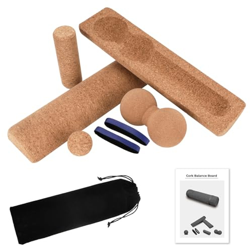 Premium Cork Balance Board - 15.7 Large Ankle Balance Board with Peanut Massage Ball, Balance Trainer, Foot Strengthener for Full Body Massage | Balance Stability | Improve Mobility | Prevent Falls