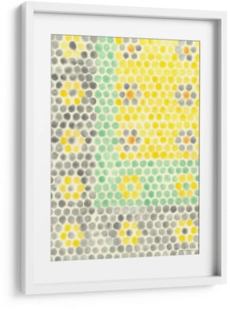 Canvas Lab | Floral Linoleum II by Vanna Lam | 23 x 31 in | Fine Art Framed Print, Frame Color: White, With Mat | Abstract, Colorful, Minimalist, Patterns, Watercolor, Colorful Abstract