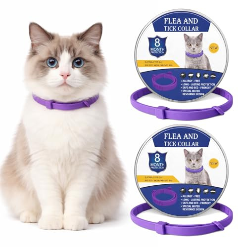 2 Pack Cat Repellent Collars, Adjustable Cat Collar for Small Medium Large Cats, Lightweight Waterproof Pet Collar with Natural Design, Comfortable Daily Wear
