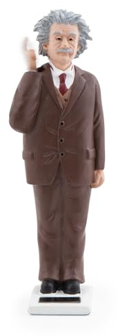 Kikkerland Solar Einstein, powered by sun rays, perfect for bookshelf, window sill, tool panel, 1609, brown, 16.5 x 3.8 x 3.8 cm