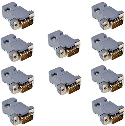 Oiyagai Set da 10 Connettori VGA Maschio DB15 con Copertura – Spina D-Sub 15 Pin HD15 con Cappuccio in Plastica per Riparazione Cavi Monitor e Progetti Elettronici