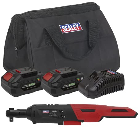 Sealey 20V 4Ah SV20 Series 3/8 Sq Drive Cordless Ratchet Wrench Kit - 2 Batteries - CP20VRWKIT