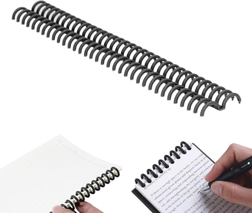 Tissting 10pcs Bobines de Reliure 34 Trous épines de Reliure 15mm Bandes de Reliure Kit Bobines de Papeterie Résistant à l'usure pour la Fabrication de Cahiers de Documents(Noir)
