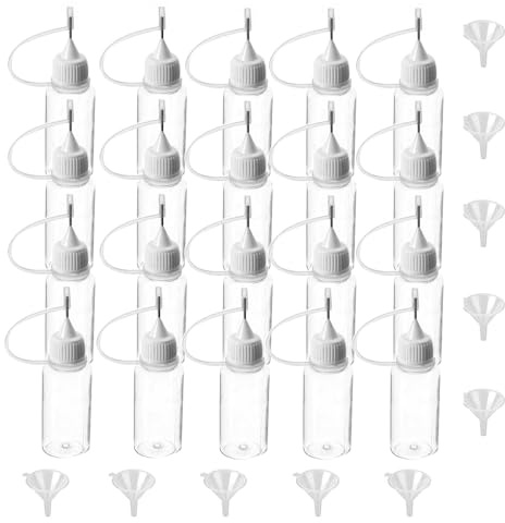 SKYPRO 20 Stück Nadelspitzen-Kleber-Flaschen Applikator DIY Quilling Werkzeug Präzisionsspitze Kleber Kunststoff Flüssigkeit Tropfflaschen (20 ml)