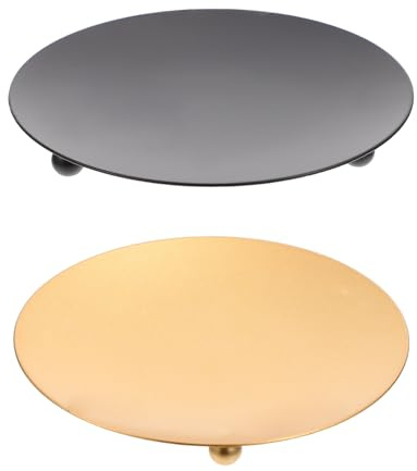 Cabilock Porte-bougie en Métal 2 Pièces, Plateau Chandelier Rond Simple et Élégant, Décoration de Table Mariage et Fête, Support Bougie Solide et Stylé