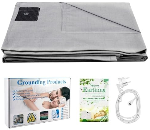BORDEAG Alfombrilla De Tierra con Cable, Hoja De Puesta A Tierra, Sábana De Fibra De Plata, Sábana Bajera para Dormir Mejor para Un Mejor Sueño (68 X 132 Cm)