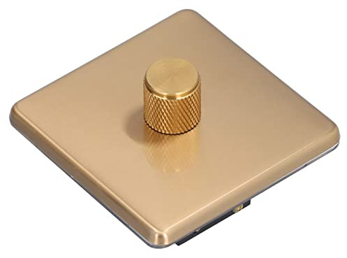 OVAQUIXI Variateur de Lumière Mural 220V, Bouton Poussoir, Finition Acier Inoxydable et Laiton Brossé, Doré