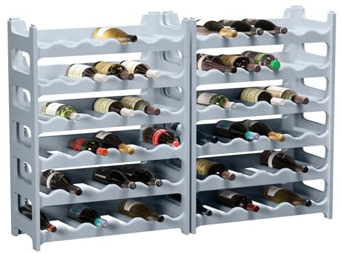 ARTECSIS Weinregal stapelbar Kunststoff für 72 Flaschen, stabiles Flaschenregal in Gastronomie-Qualität, modular erweiterbar, Betongrau