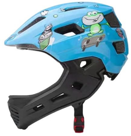 LeeQinersw Casque de Vélo pour Enfants, Modèle Intégral, Protection pour Cyclisme, Rembourrage Amovible, Grenouille Bleue