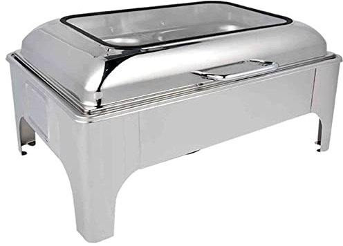 SXYKXYDL Chafing Dish Coperchio in Vetro Idraulico Buffet Stufa 9L Oro Acciaio Inossidabile Riscaldamento Quadrato Stufa di conservazione del Calore per Hotel, ristoranti, Feste