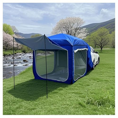 Tent for Car, Awning Caravan Car Van Camper Van Car Camper, Car, Camping, SUV, Camping Tent for Trunk 3-4 People, Universal, Waterproof (A (Blue))