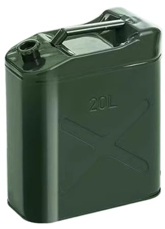 20-liters Bensinkanna med Pipsystem, Rostfri, Grön, Metallbensindunk 4,5 Gallon(20L)