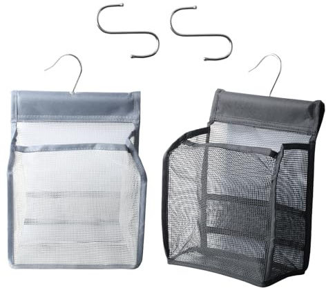 LeLiangLiang 2 Pcs Cesta Pinzas Ropa Exterior, Bolsa para Pinzas de Ropa con Cesta para Colgantes hogar y el jardín (Negro, Gris)
