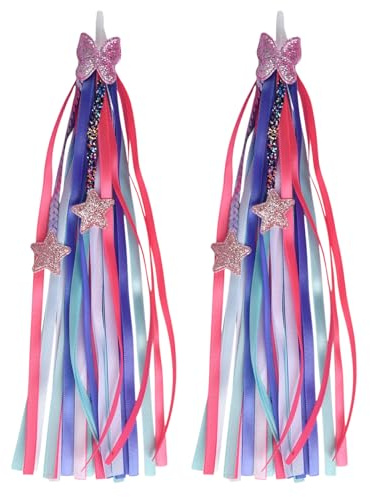 Zirax 2 Pack Kids Bike Streamers, Rainbow Bicycle Handlebar Ribbons for Girls Boys, Colorful Scooter Tassels Accessories, Easy Attach to Tricycle Balance Bike Grips, Purple Pink