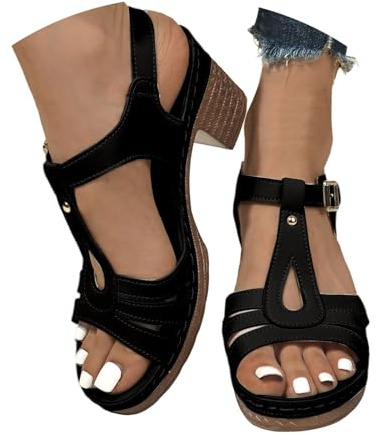 Women's Sandals Summer High Heel Open Toe Slingback Pumps Elegant Heeled Sandalettes Wide Fit Hallux Valgus Shoes for Bunions Comfortable Party Dance Shoes Ladies Court Heels with