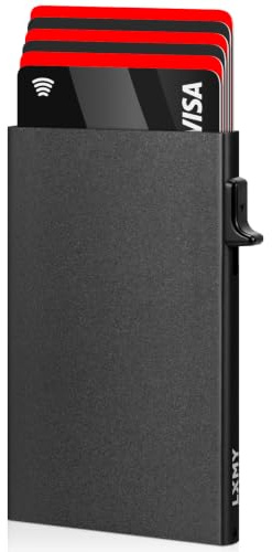 LXMY Card Holder Wallet, Credit Card Holder RFID Blocking, Minimalist Pop Up Wallet, Aluminum Slim Metal Wallet for Men & Women
