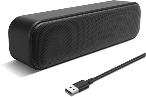 USB Computer Speaker,Wired Mini Soundbar Speaker,Laptop Stereo Speaker with Space Saving Design for Computer Laptop Desktop PC Dorm Office Desk
