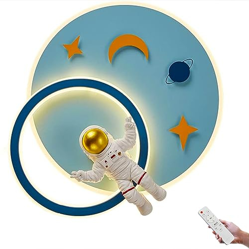 72W LED Deckenlampe Dimmbar mit Fernbedienung Kinderzimmerlampe Jungen Deckenleuchte Kreative Astronaut Spaceman-Design Pendellampe Modern Innen Kinder Schlafzimmerlampe für Kinderzimmer Hängeleuchte