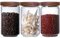 Danmu Art 700ml Glass Storage Jars with Airtight Wood Lids - Stackable Food Storage Containers for Pasta,Coffee Beans,Cereal - Set of 3,Flour 700ml
