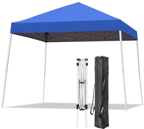 Oneofics Tienda de campaña con toldo, toldo desplegable de 10 x 10 pies para Exteriores, Patas inclinadas con Bolsa de Transporte, Refugio portátil para Patio, terraza, jardín y Playa, Cubierta de