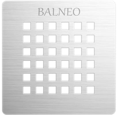 BALNEO Colador de Desagüe Para Plato de Ducha, Desagüe de Ducha, Tapa de Plato de Ducha de Bandeja de Piedra Cuadrada - Cromo A Cuadros 132 X 132mm Adecuado Para Los Platos de Ducha