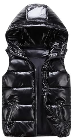 ACMEDE Piumino smanicato trapuntato bambini bambina con cappuccio, senza maniche, uomo gilet invernale effetto lucido giubbotto da donna giacca casual gilet cappotto con cappuccio