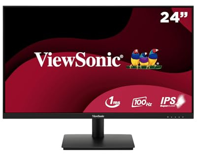 ViewSonic VA240-H Frameless 24 inch Monitor, Full HD 1080p, 100hz, 4ms, IPS, HDMI, VGA, LED Monitor for Home, Office, Workstation