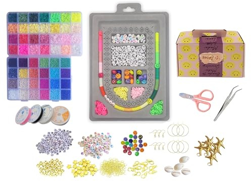 Mmas | Kit Abalorios Para Hacer Pulseras | Niñas Y Niños | Incluye Variedad De Cuentas Hilos Y Accesorios Para Manualidades | Caja Maletín Incorporada | El Taller De Pulseras para Regalar