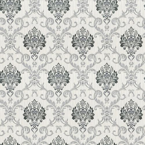 K Collection Debona Duplex Damask Grey/Black Wallpaper Modern Contemporary - Trendy Feature Wall 5022