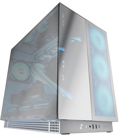 MARSGAMING MC-NOVA3, Case Gaming Custom XXL E-ATX, Triplo Vetro Cromato Senza Cornice, Supporto Completo per Raffreddamento a Liquido, Alluminio Aerospaziale 2mm, Tower PC Doppia Camera, USB-C, Bianco