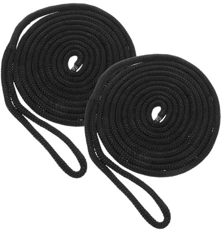 ULTECHNOVO 2pezzi Corda Da Ormeggio Nylon Treccia Corda Marina Resistente Per Ormeggio e Ancoraggio Di Barche Nero Per Docking e Stoccaggio