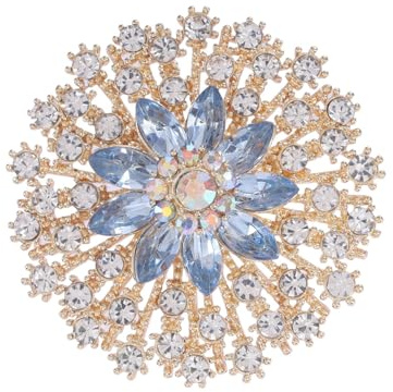 Rhinestone Crystal Flower Brooch Pin Sparkling Large Crystal Sunflower Brooch Vintage Floral Lapel Pins Rhinestone Flower Bouquet Broochs Rose Snowflake Broochs Wedding Bridal Dress Jewelry for Women (Gold)