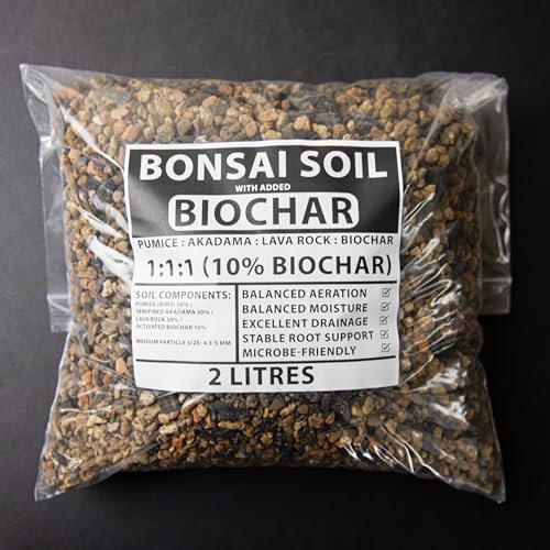 Biochar Bonsai Soil Mix - Akadama, Pumice & Lava Rock [Approx 2L]