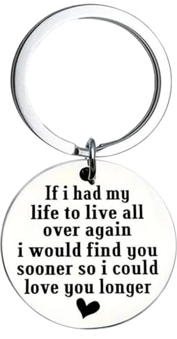 Tied By Love If I Had My Life To Live Over Again Keyring Partner Couples Valentine's Day Keychain Gift Bag Charm Jewellery Birthday Gift Keyrings Key Chain Unisex Valentine Key Ring