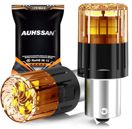 AUHSSAN Bombillas LED BAU15S PY21W, amarillo ámbar superbrillante 2835 18-SMD LED para luces intermitentes (paquete de 2)
