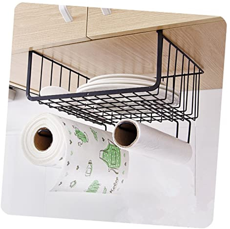 Gatuida Estante Colgante Debajo Del Gabinete De Acero Resistente Forma De U, Negro, Para Armario y Cocina, Ahorro De Espacio y Almacenamiento Organizado