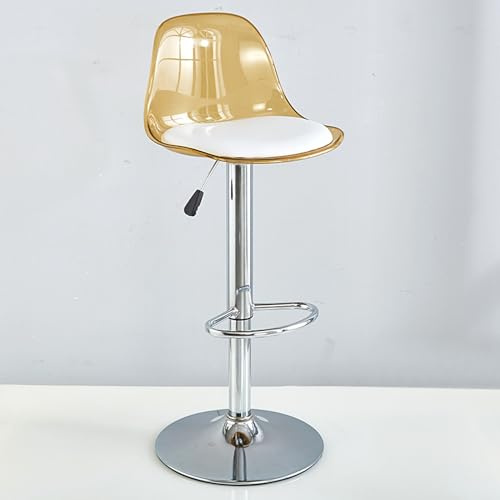 GAORUTO Set di Sgabelli da Bar, Sgabelli da Bar Girevoli con Schienale, Sgabelli da Bar Trasparenti Regolabili, Sedie da Bar per La Colazione da Cucina Moderne Senza Braccioli Yellow,Tall