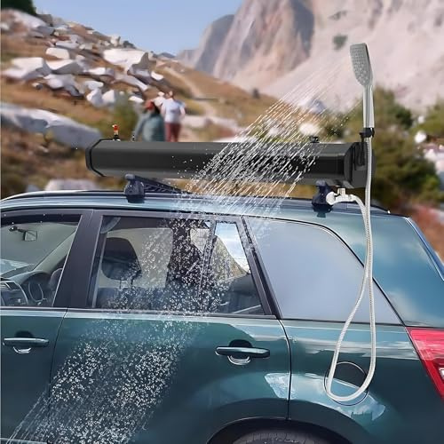 Bärbar Camping-Solardusch, Bärbar Road-Campingdusch, Bärbar Soluppvärmd Road Shower, 1,5m 4,9fot Vattenrör, Med Balanseringsskruvar Och Metallfötter, Stabil Fäste 7.93加仑/30升