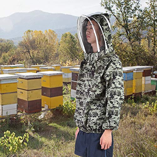 Cryfokt Chaqueta Protectora de Apicultura, Traje de Abeja Duradero con Doble Cremallera para Adultos en Poliéster y Algodón para Apicultores de Todo el Mundo